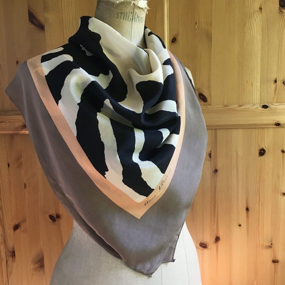 Vintage Anne Klein Silk Scarf Lion Motif Pristine